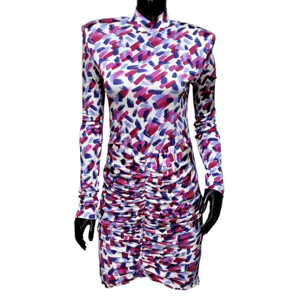 ROTATE Birger Christensen Miki Cabernet Abstract Ruched Mini‎ Dress Size 38 US6